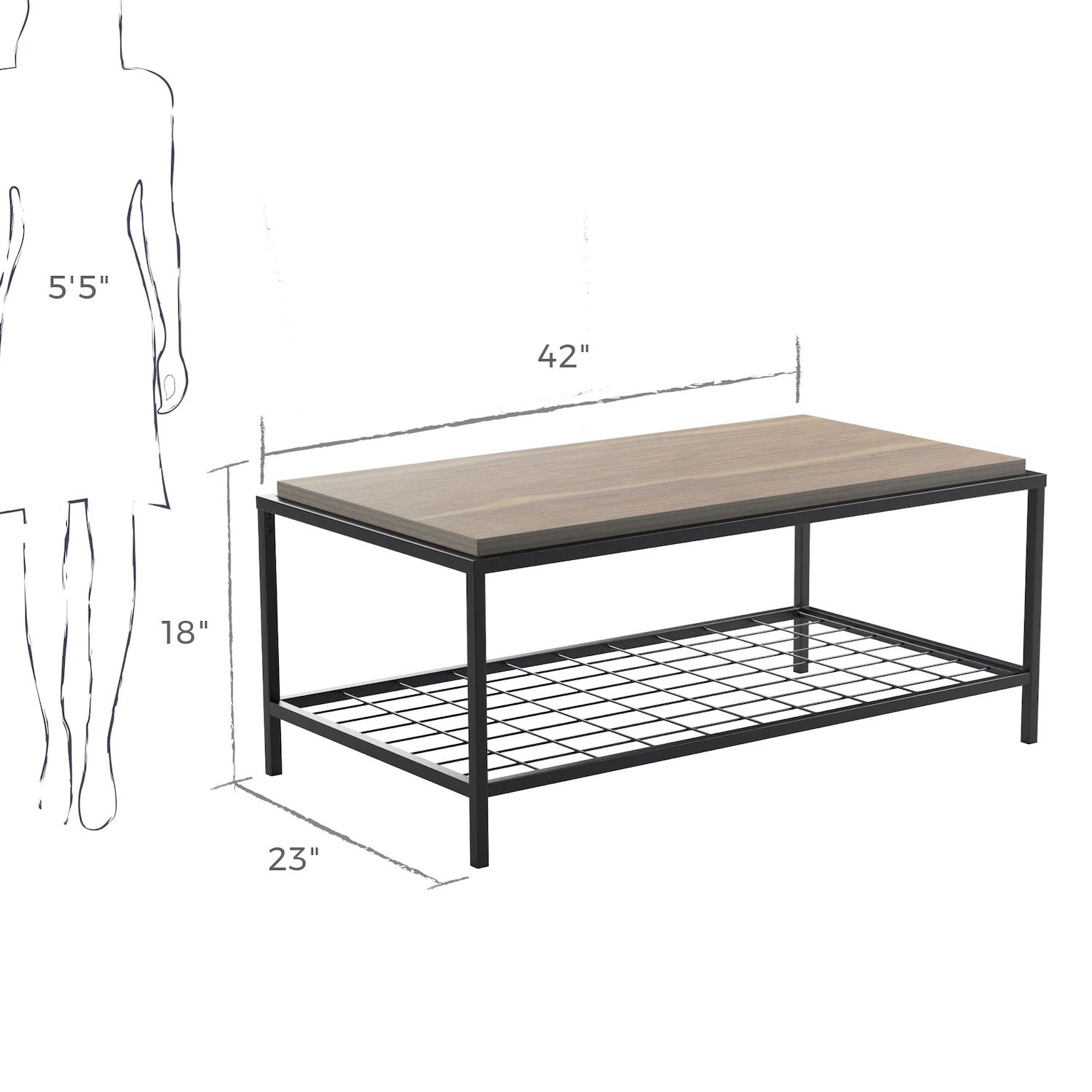 Lucid Dream Collection Wood and Metal Coffee Table