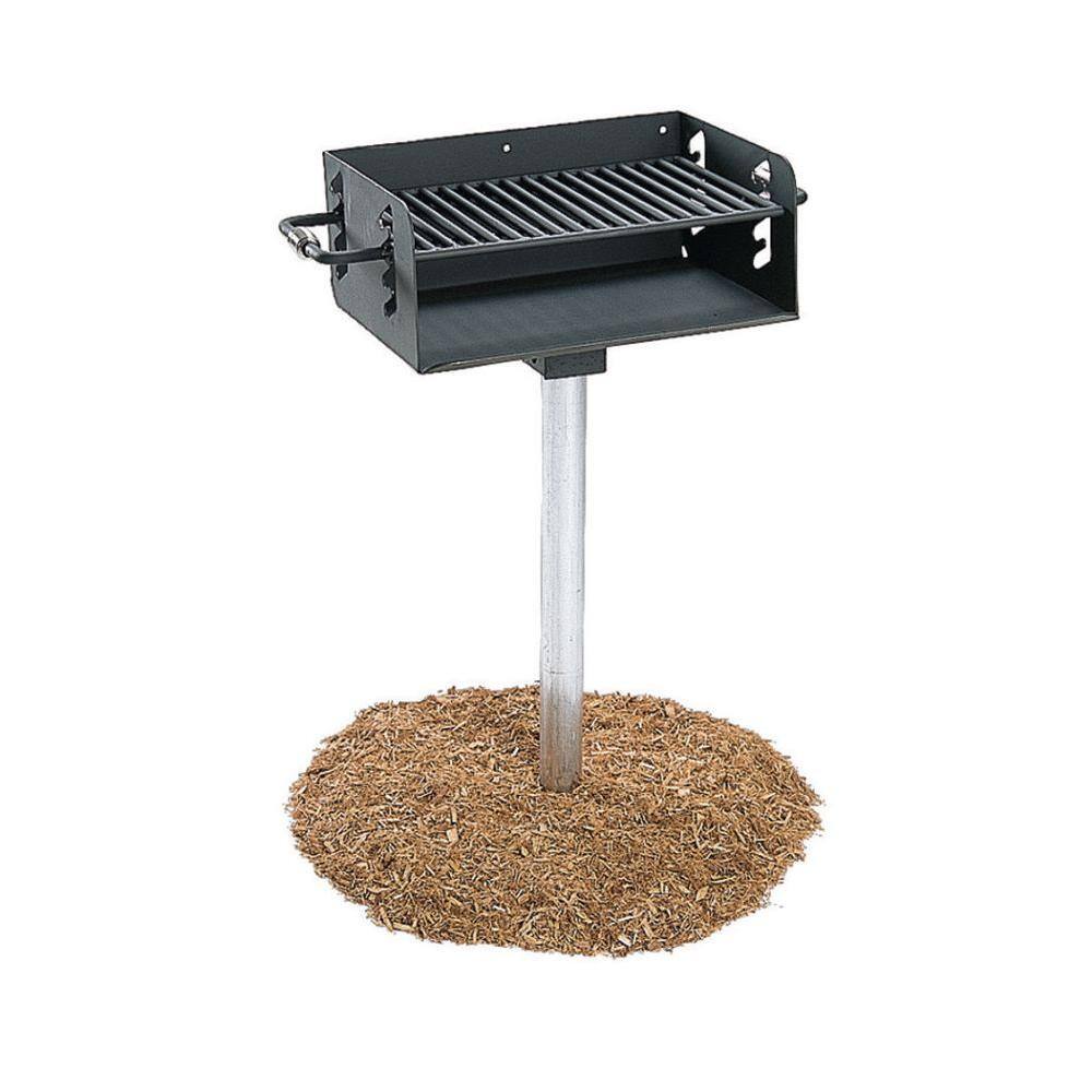 Ultra Play Charcoal Commercial Park Grill with Post in Black 630-3