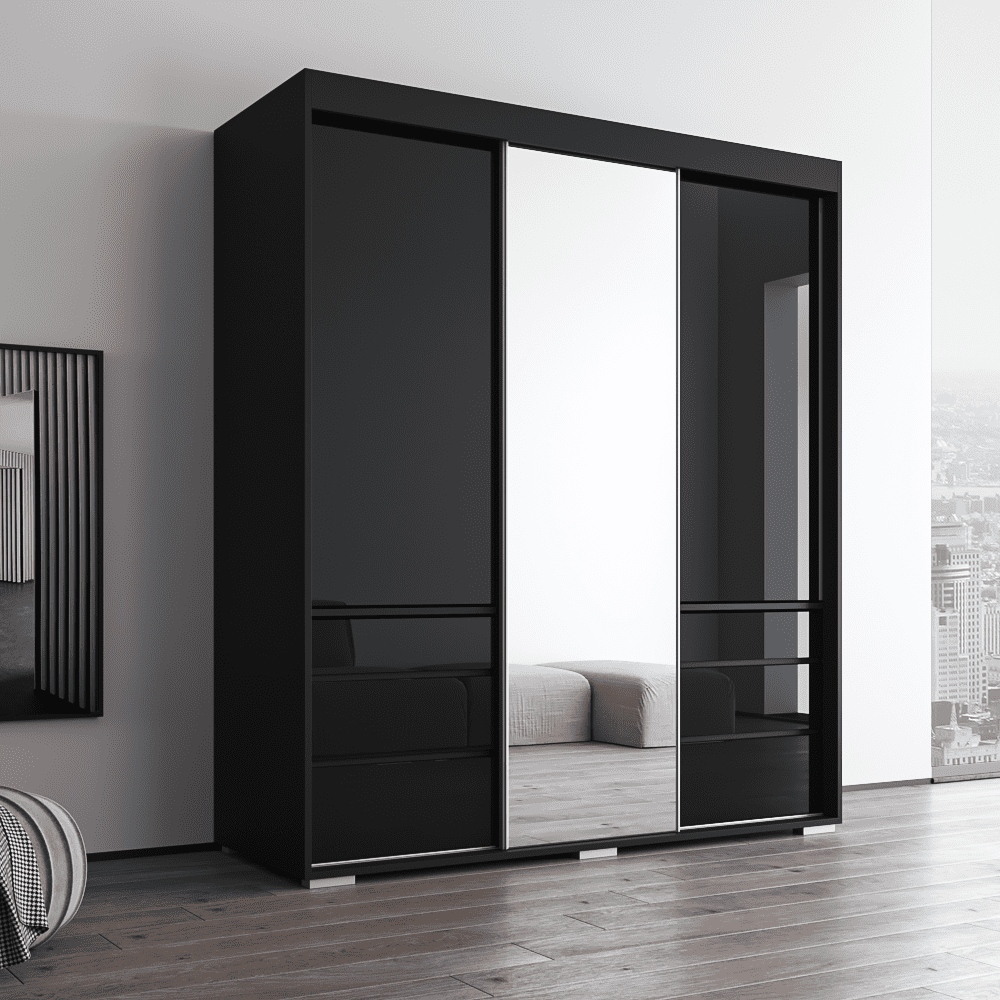 Monaco 3 Door Modern 71" Wardrobe with Mirror