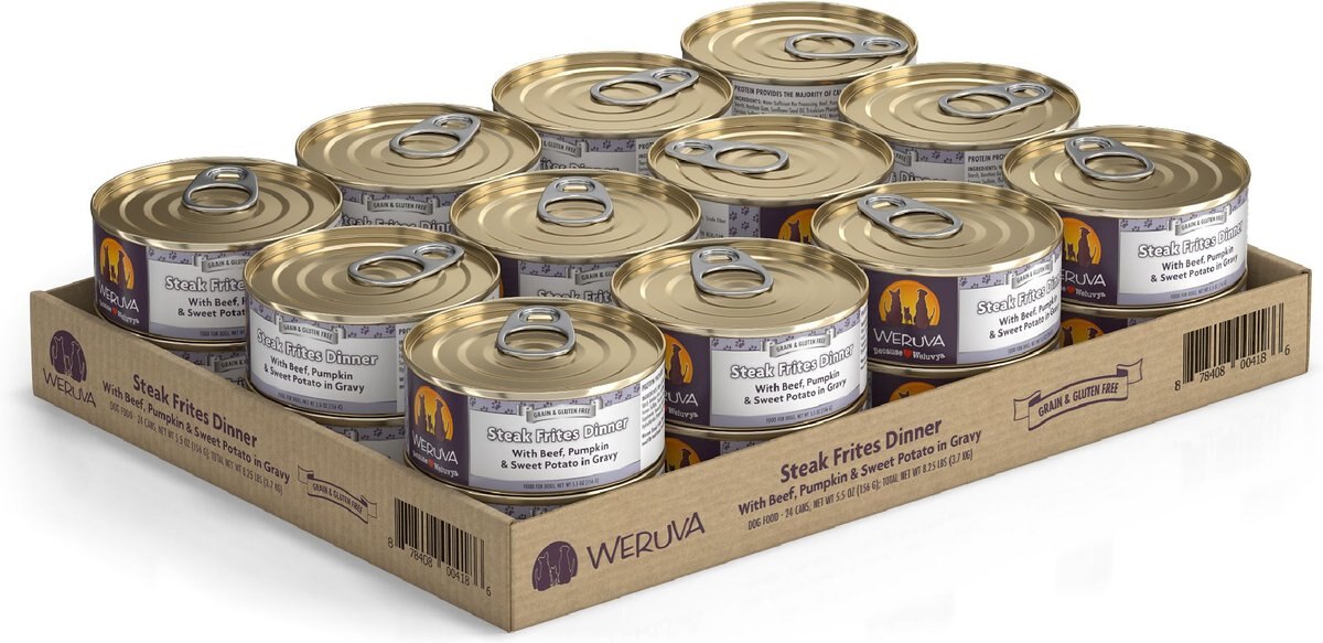 Weruva Steak Frites Dinner with Beef， Pumpkin and Sweet Potatoes in Gravy Grain-Free Canned Dog Food