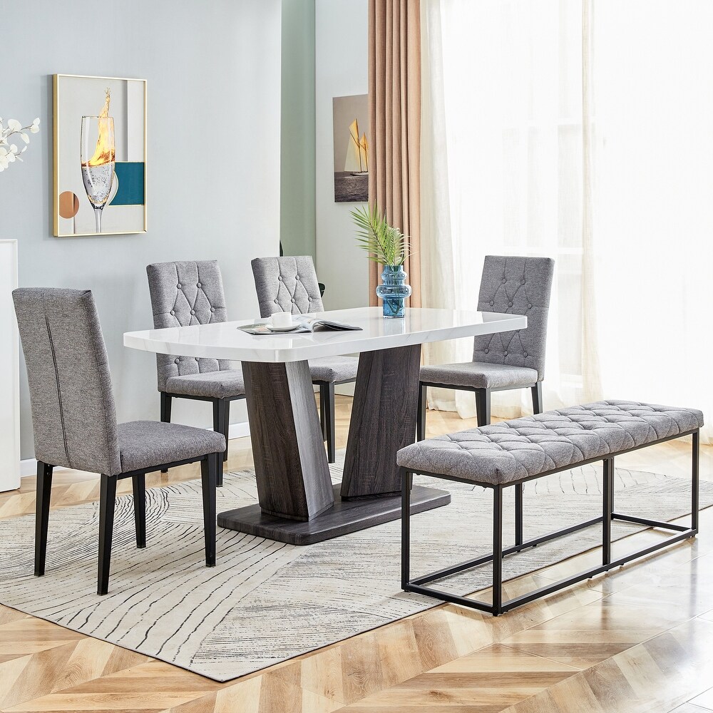 Modern 6 Piece Dining Sets with 63\