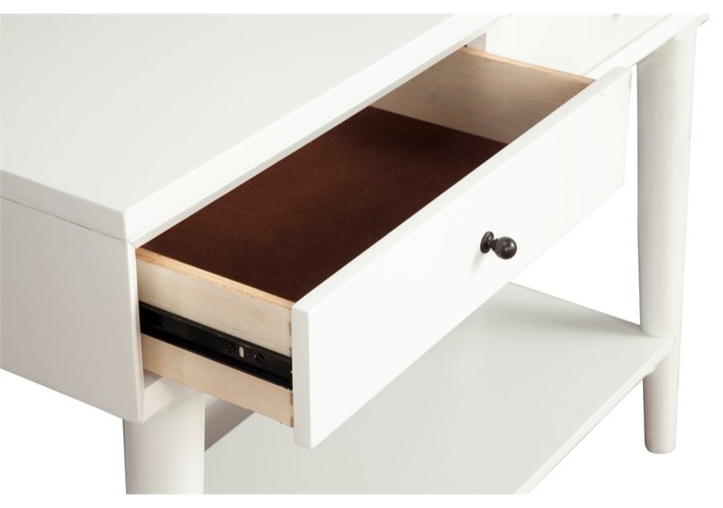 Alpine Furniture Flynn Wood Console Table with 2 Drawers in White   Midcentury   Console Tables   by Homesquare  Houzz