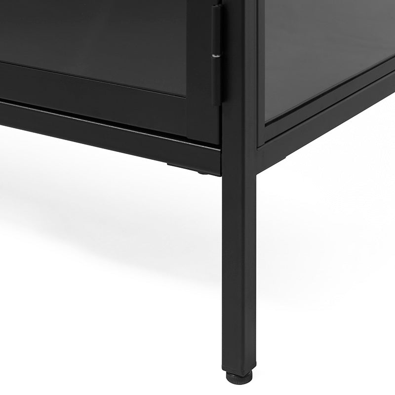 CARMEL 3 Glass Doors Entertainment TV Unit 132cm - Black