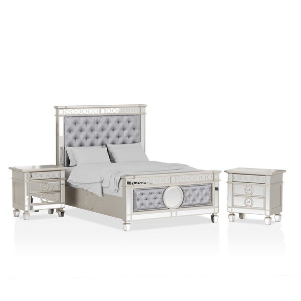 Furniture of America Alyah Champagne 3-piece Bed and Nightstands Set - - 34196424