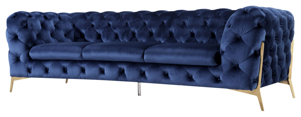 Divani Casa Quincey Transitional Blue Velvet Sofa Set   Midcentury   Living Room Furniture Sets   by Vig Furniture Inc.  Houzz