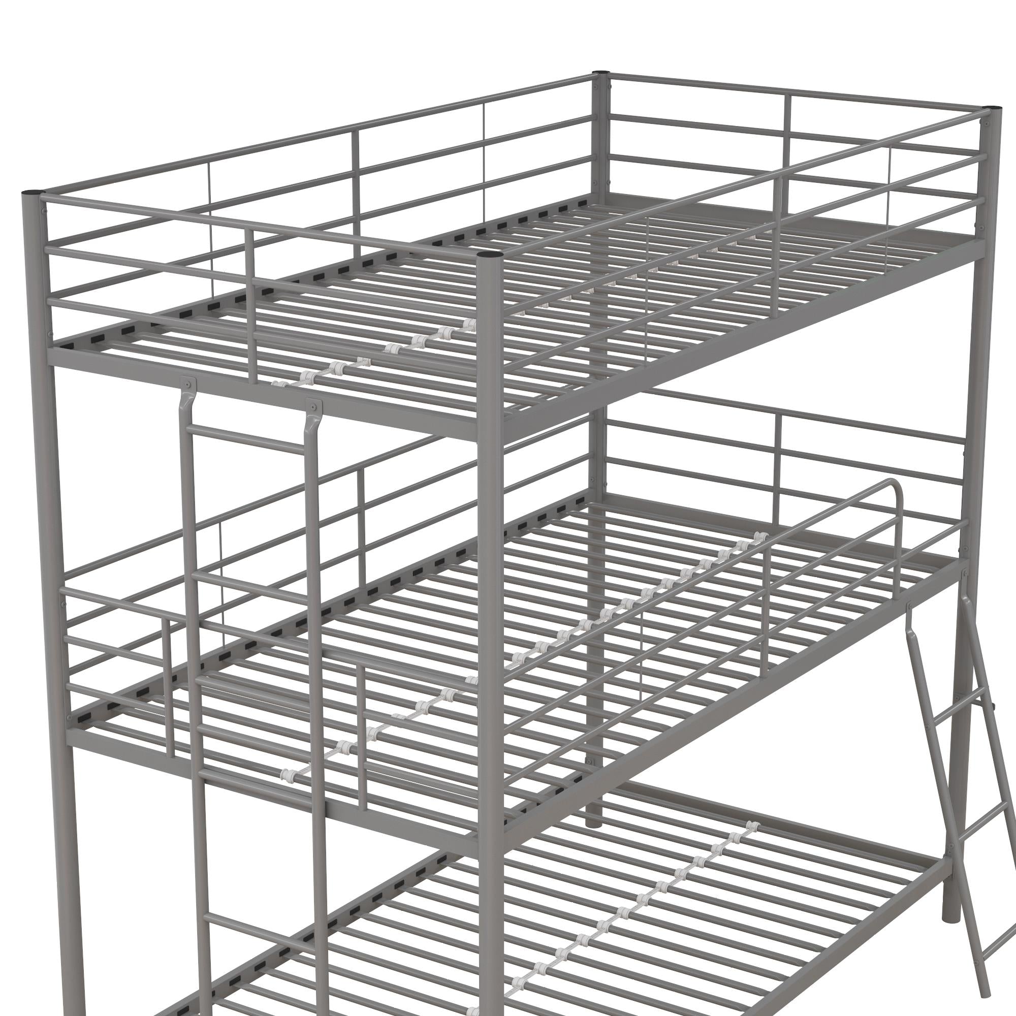 DHP Everleigh Triple Metal Bunk Bed, Twin/Twin/Twin, Bed for Kids, Silver