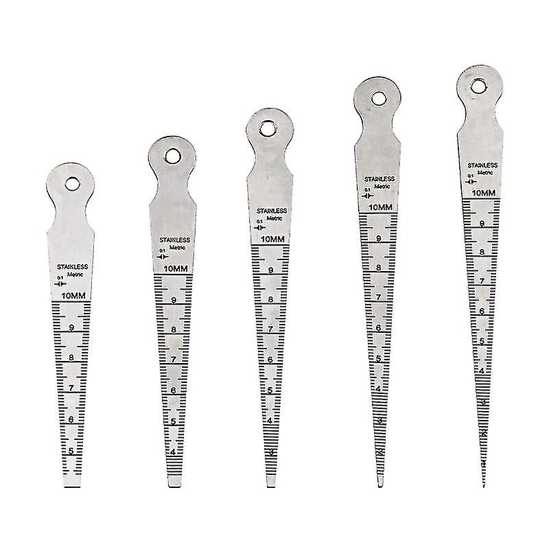 Botao Stainless Steel Welding Taper Feeler Gauge Gauge Hole Inspection Measuring Tool Triangle Wedge Feeler Gauge 10mm， 5 Pieces