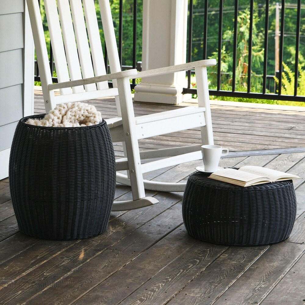 Handwoven Resin Storage Stool Ottoman