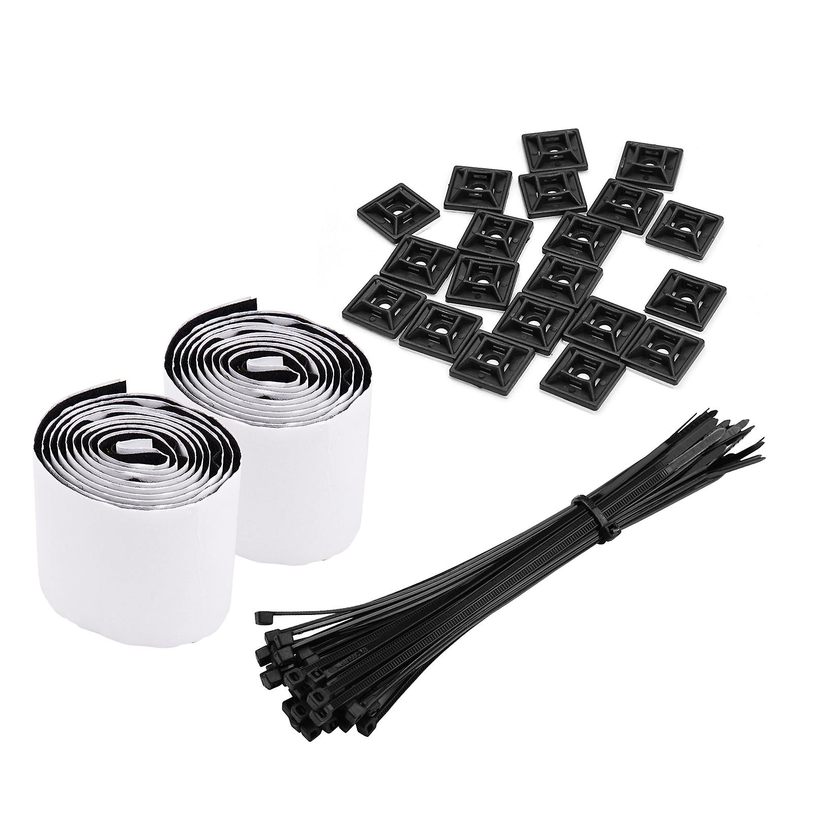 2 Rolls Of Fastener Strips 20 Mounting Clamps 40 Zip Ties Black