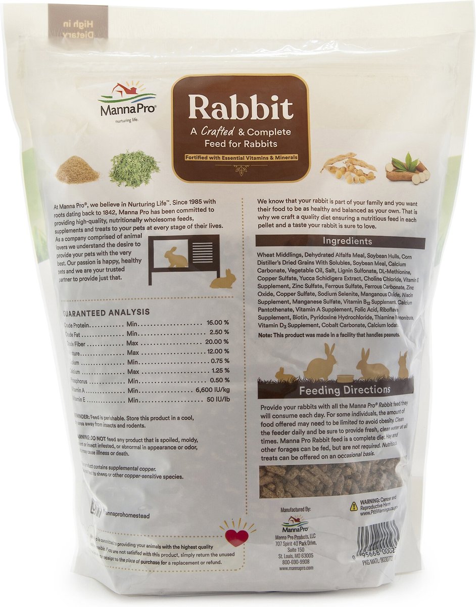 Manna Pro Crafted and Complete Rabbit Food， 5-lb bag