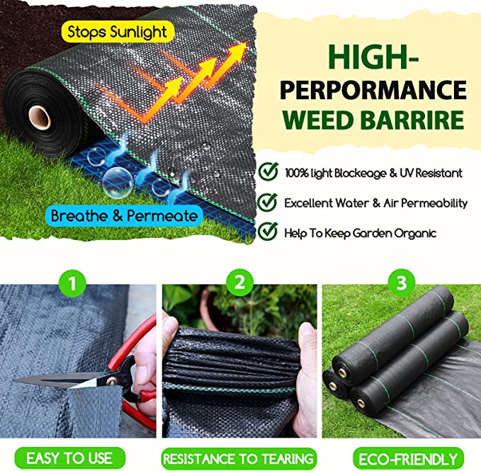 Weed Barrier Landscape Fabric Heavy Duty, 4FT x 100FT Thicken Garden Fabric Weed Mats, Durable Weeds Control Mulch Breathable Weed Cloth for Landscaping Weed Blocker Garden Bed Cover