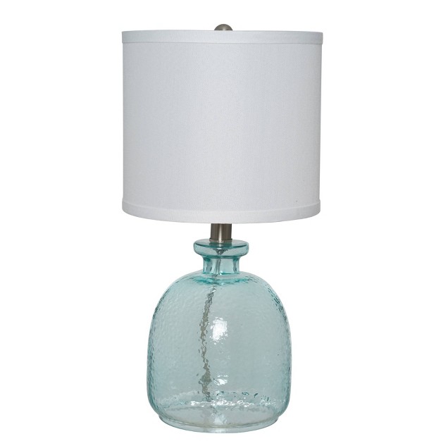 Clear Glass Textured Table Lamp includes Led Light Bulb Blue Cresswell Lighting