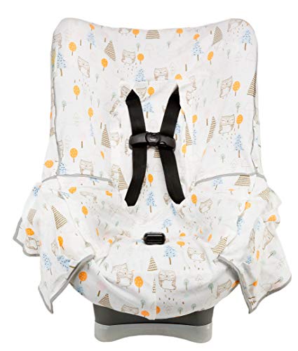 Niko Easy Wash Children's Car Seat Cover and Liner - 100% Cotton Jersey - Owl Multi - Universal FIT - Crash Tested - Waterproof SEAT Bottom - Mess Protection - Easy to Clean - Machine Washable