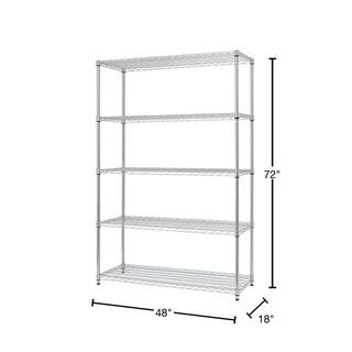 Trinity Chrome 5-Tier Steel Wire Shelving Unit (48 in. W x 72 in. H x 18 in. D) TBFZ-0910