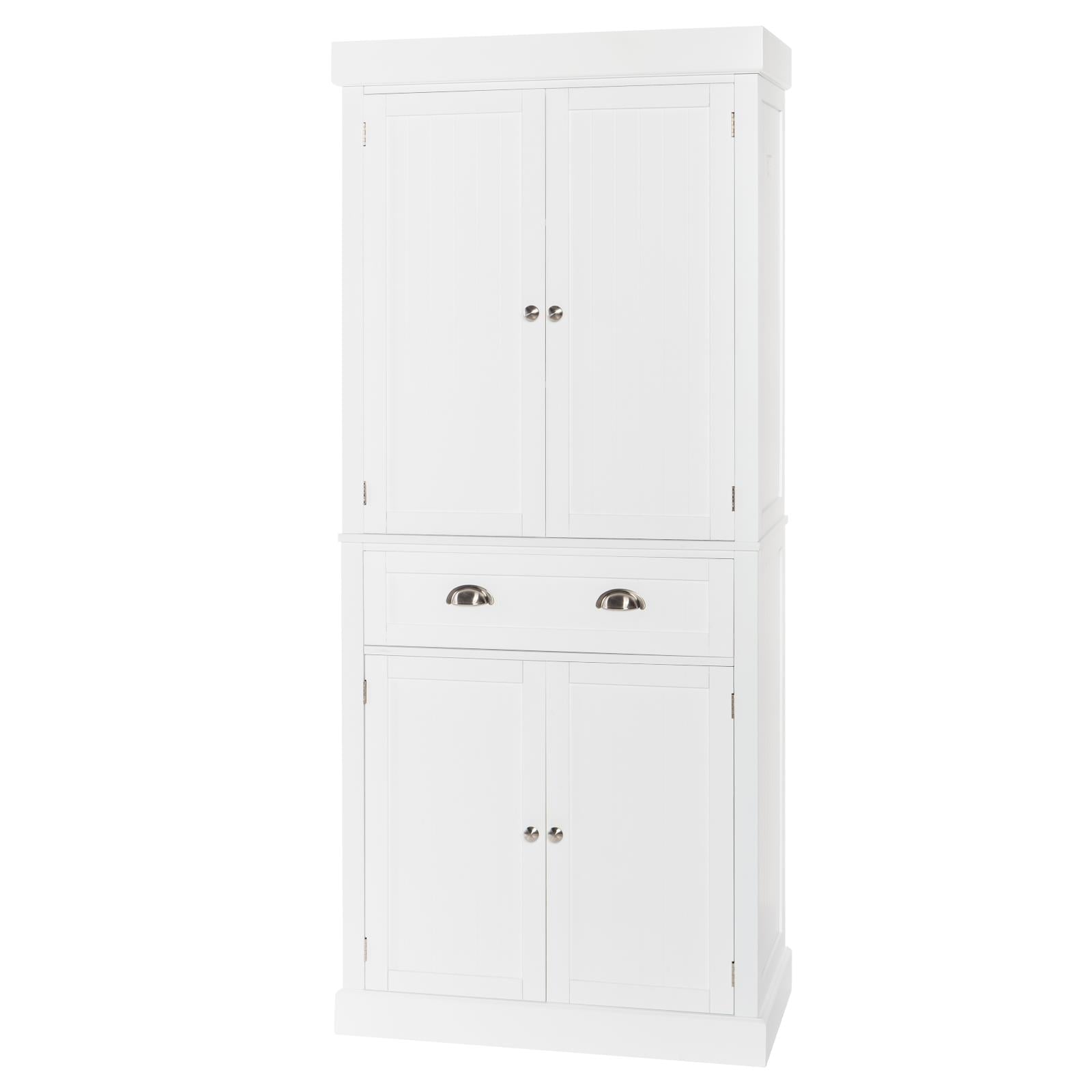 Ktaoxn 72 Kitchen Pantry Cabinet with Doors and Shelves and Single Drawer Double Door Storage Cabinet， White