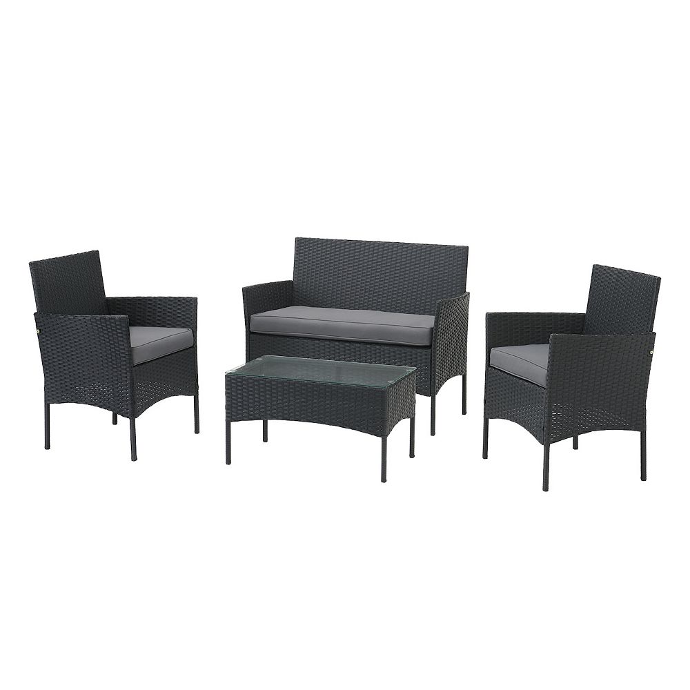 Lavish Home Patio Loveseat， Chair and Coffee Table 4-piece Set