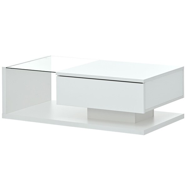 Modernist 2-Tier Coffee Table with Tempered Glass and High-Gloss UV Surface