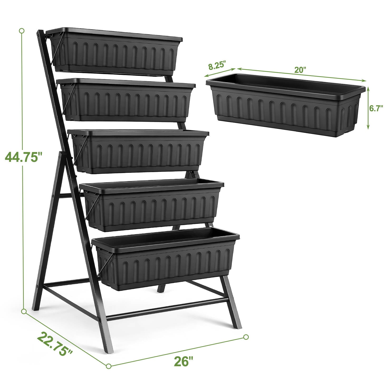 4Ft Raised Garden Bed, Vertical Garden Planters with 5 Tier Plant Boxes, Elevated Planter for Vegetables Flower Herb Patio, 26in x 22.75in x 44.75in