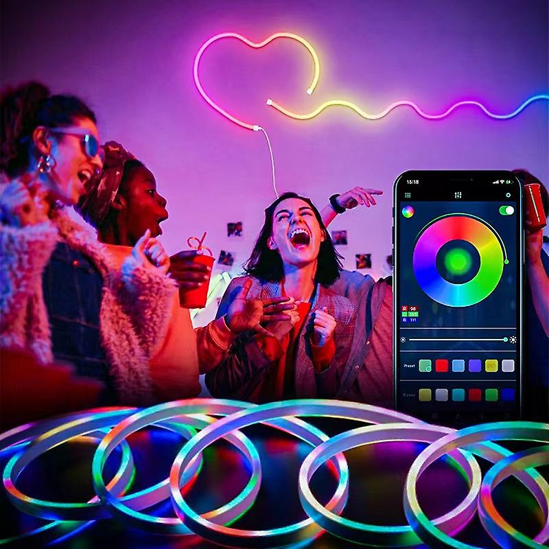 Rgbic Neon Rope Light Diy Night Light Bar Smart Wifi App Control Music Sync Tv Backlights Game Living Room Bedroom Decoration