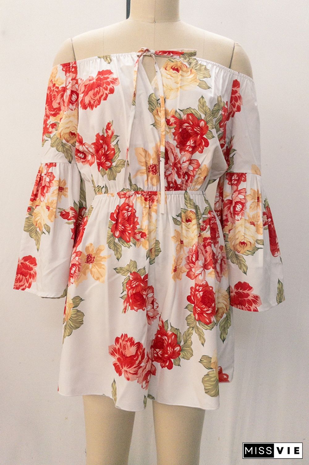 Floral Print Off Shoulder Dress Wholesale