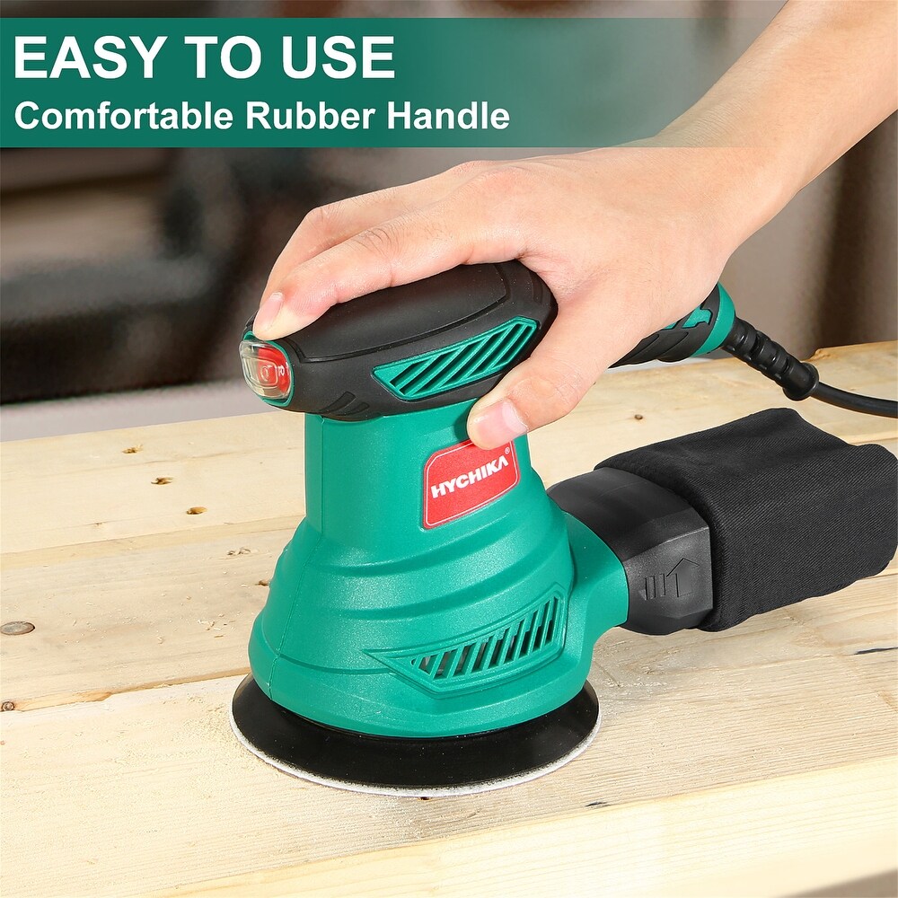 Hychika Variable Speed Random Orbital Sander with 12Pcs Sandpapers