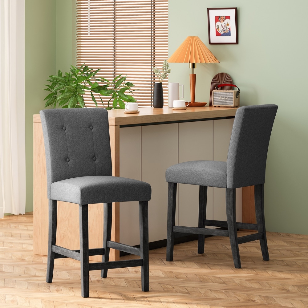 Rossburg Fabric and Rubberwood 26 Inch Counter Stools (Set of 2) by Christopher Knight Home