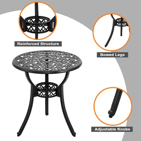 NUU GARDEN 3piece Black Cast Aluminum Patio Bistro Set