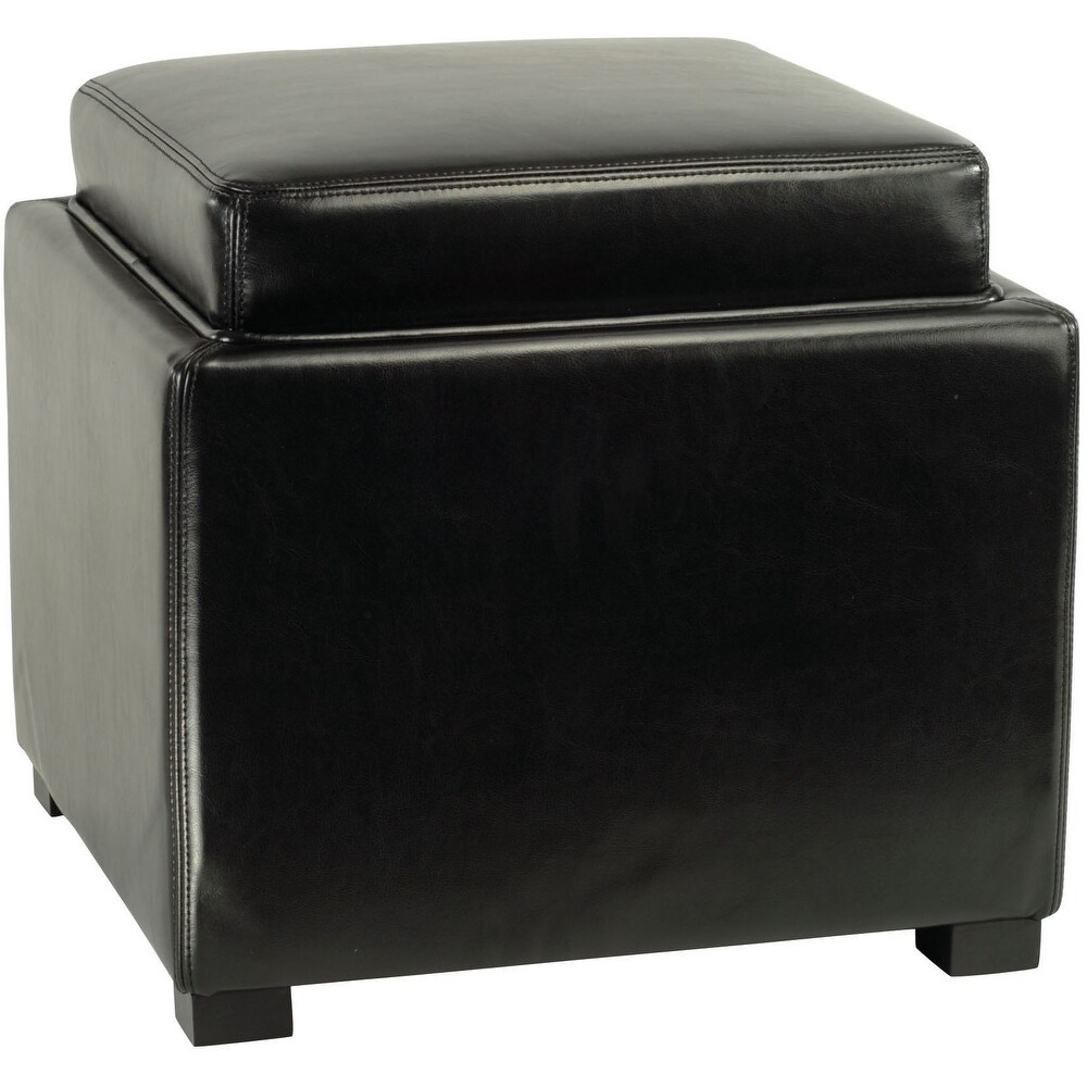 SAFAVIEH Black Square Storage Tray Ottoman