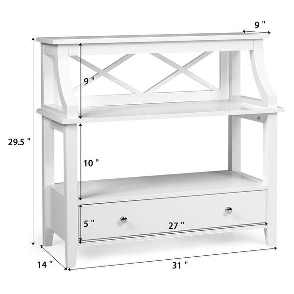 Gymax 3 Tier Storage Rack End table Side Table Multipurpose Rack White