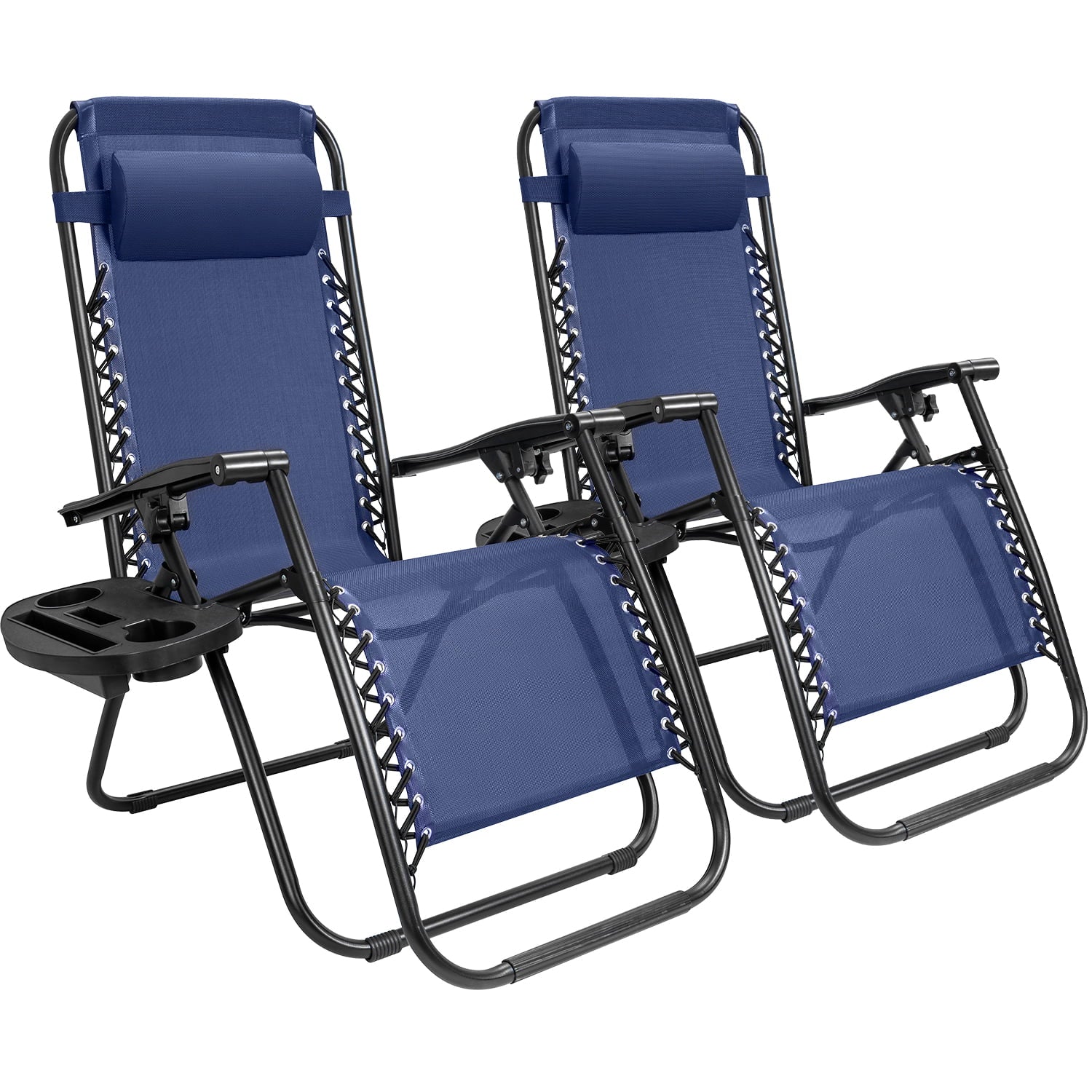 Vineego Zero Gravity Chair Set of 2 Camp Reclining Lounge Chairs Outdoor Lounge Patio Chair with Adjustable Pillow 2 Pack (Blue)