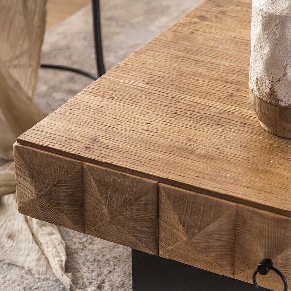 Square Retro Coffee Table with 2 Drawers and MDF Base