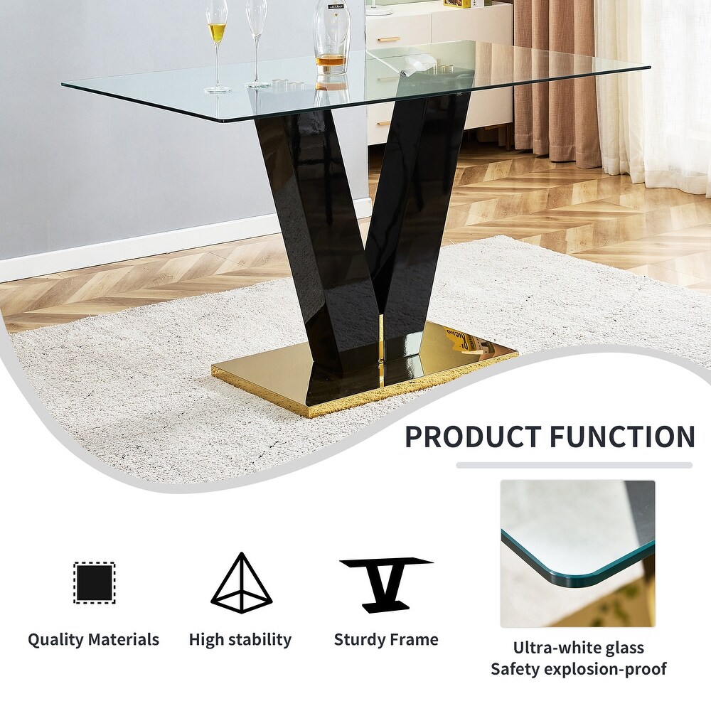 Rectangular Glass Dining Table with 0.4\