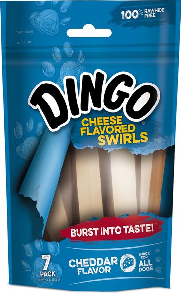 Dingo Cheese Flavored Swirls Cheddar Flavor Dog Treats， 7 count