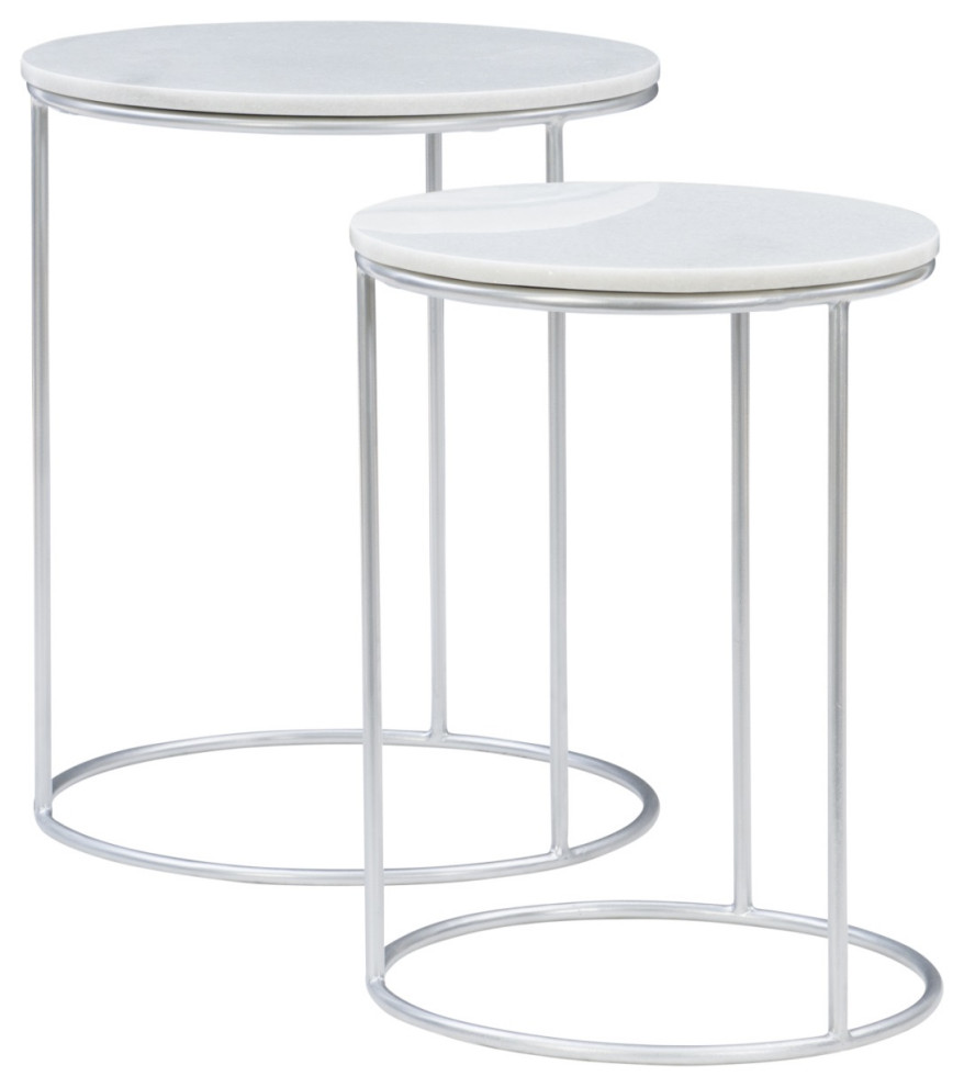 Fonner Nesting Tables White Marble   Contemporary   Coffee Table Sets   by VirVentures  Houzz