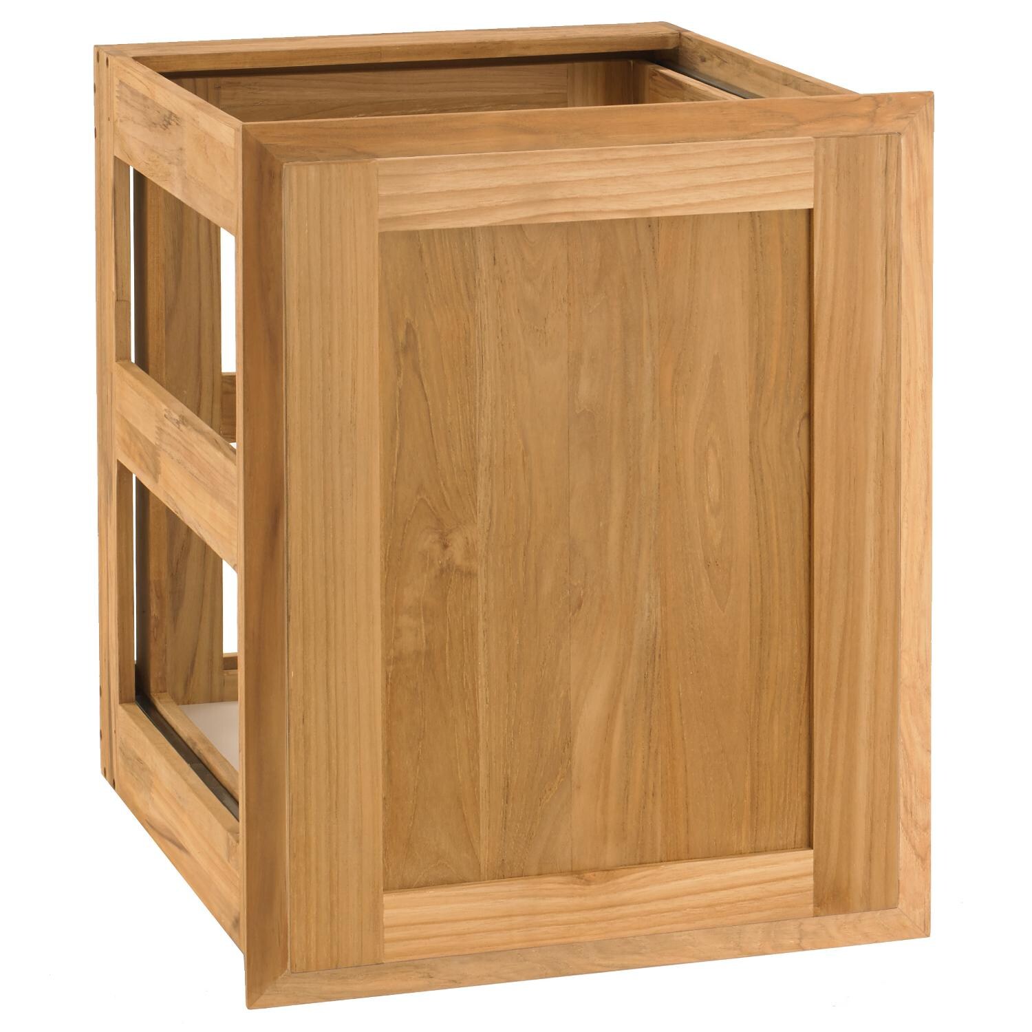 Pacific Teak Shaker 18-Inch Teak Wood Roll-Out Double Trash / Recycling Bin Drawer