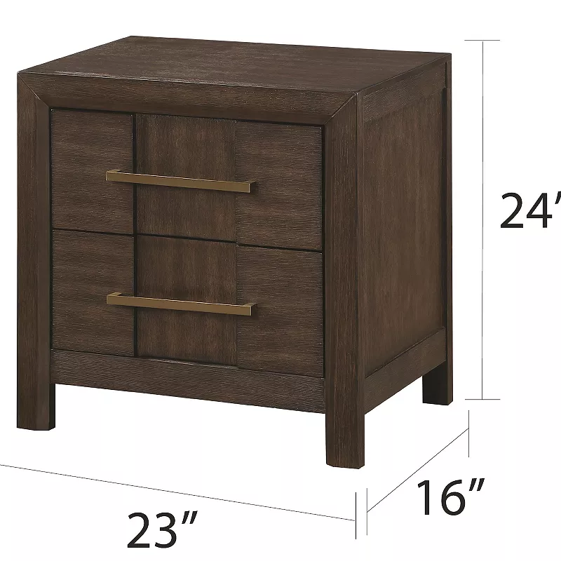 Kenzo Modern Style 2-Drawer Nightstand Made with Wood