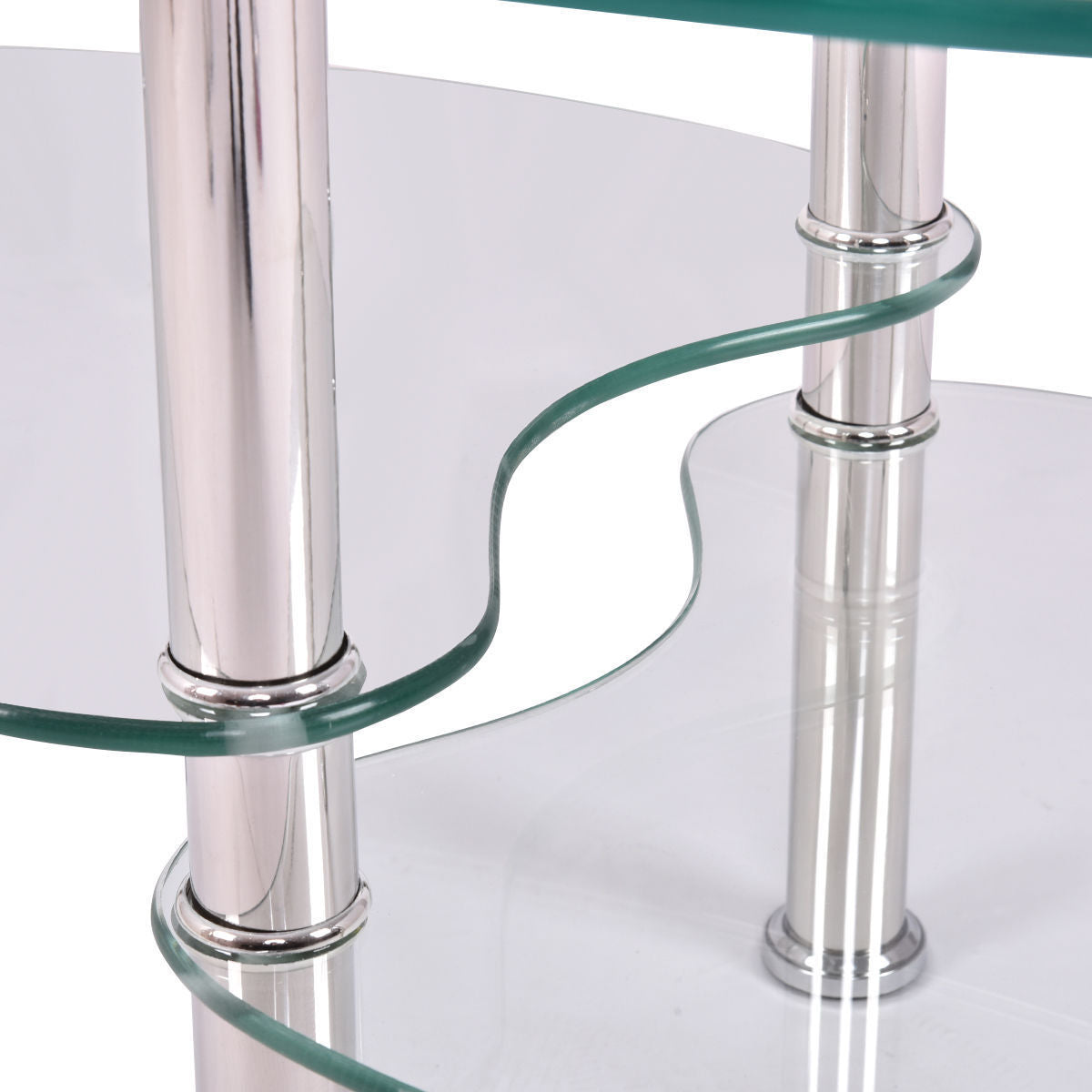 Dual Fishtail Style Tempered Glass Coffee Table Transparent