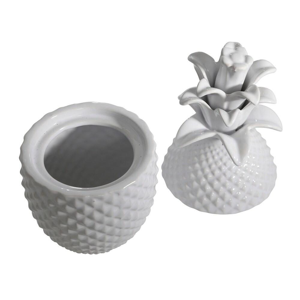 White Pineapple Jar 8.75\