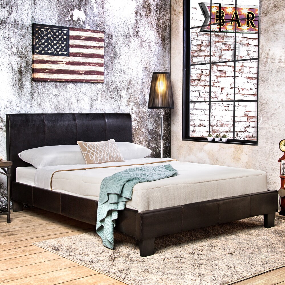 Furniture of America Modern Low Profile Faux Leather Platform Bed