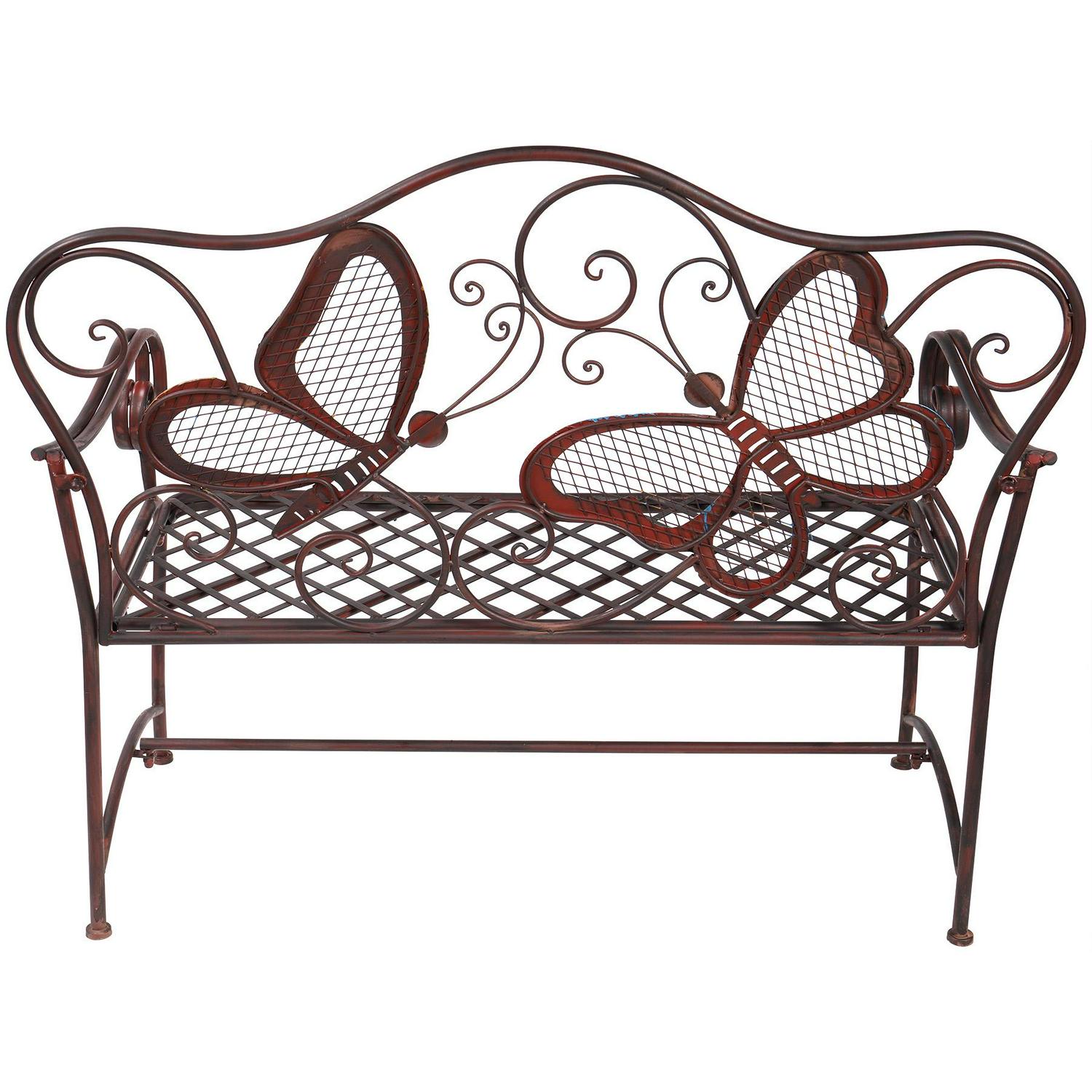 Alpine Corporation Outdoor Durable Iron Bench  Bronze