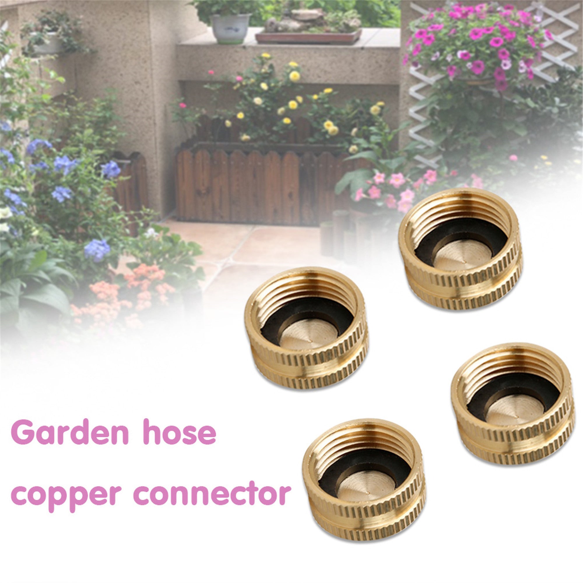 Irene Inevent 4 Pieces Garden Hose Brass Hose Cap with Washers 3/4-Inch Female Thread End Cap