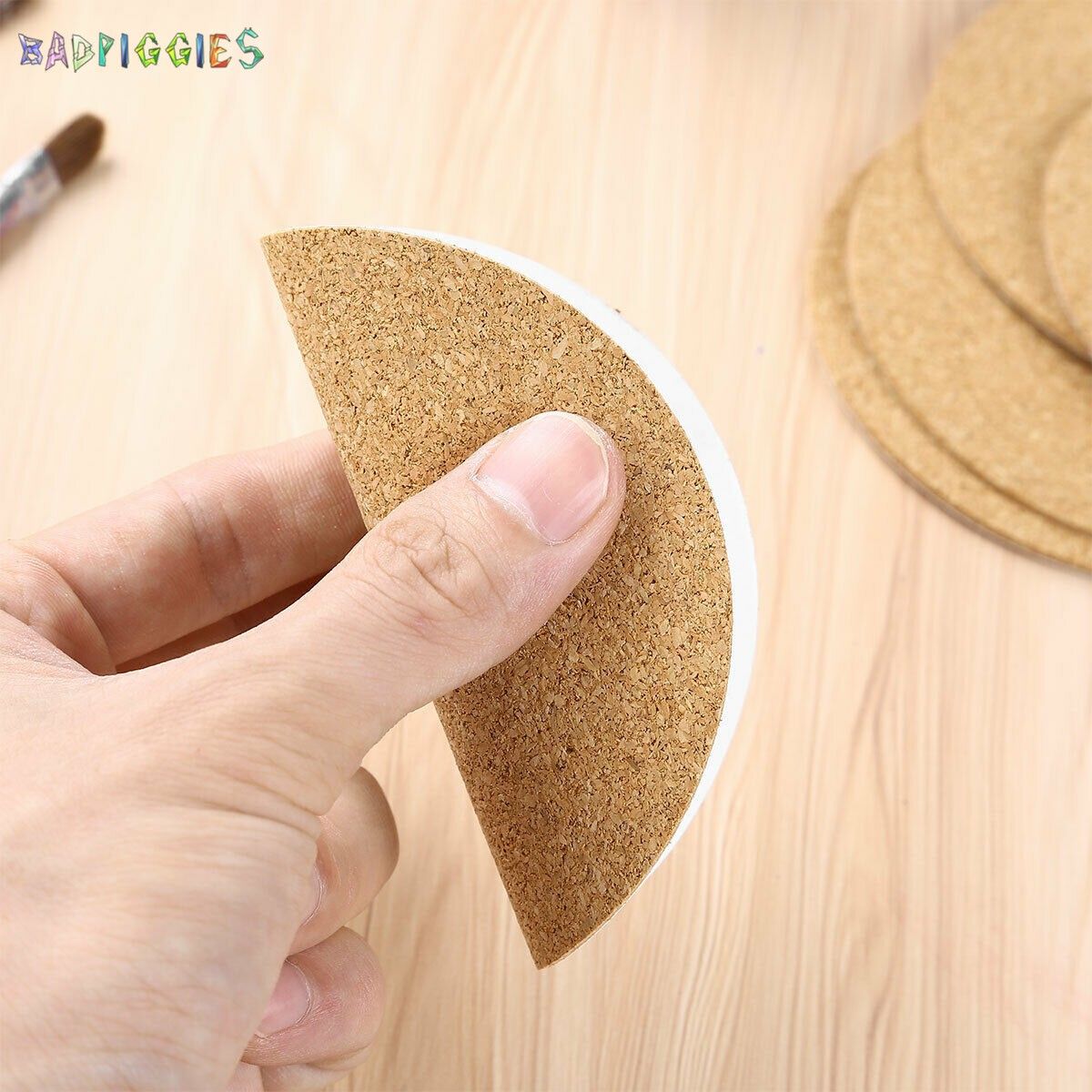 BadPiggies 30 Pcs Self-Adhesive Cork Round 4 x 4 Inch Cork Circle Backing Sheets Cork Tiles for Cork Coasters and DIY Crafts