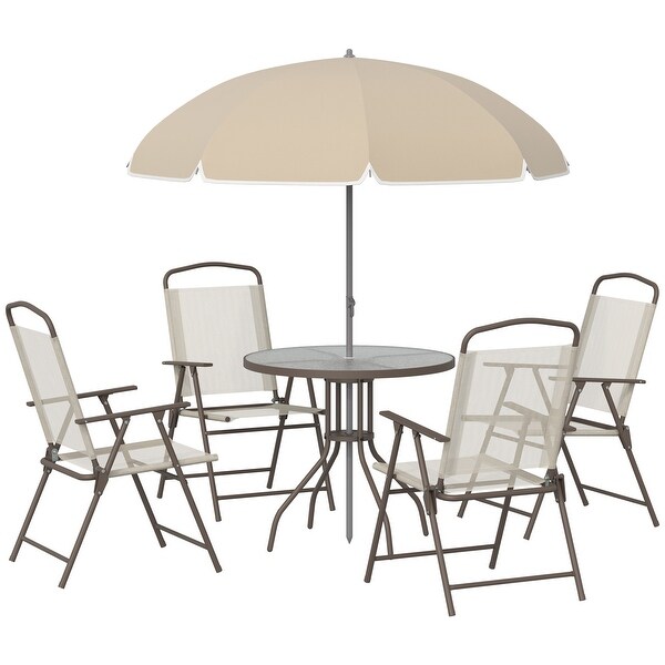 Outsunny 6 Piece Patio Dining Set for 4 with Umbrella