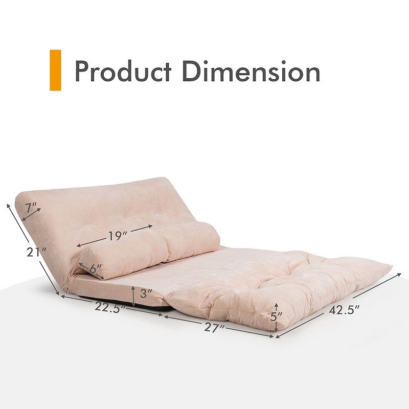 6-Position Adjustable Sleeper Lounge Couch with 2 Pillows