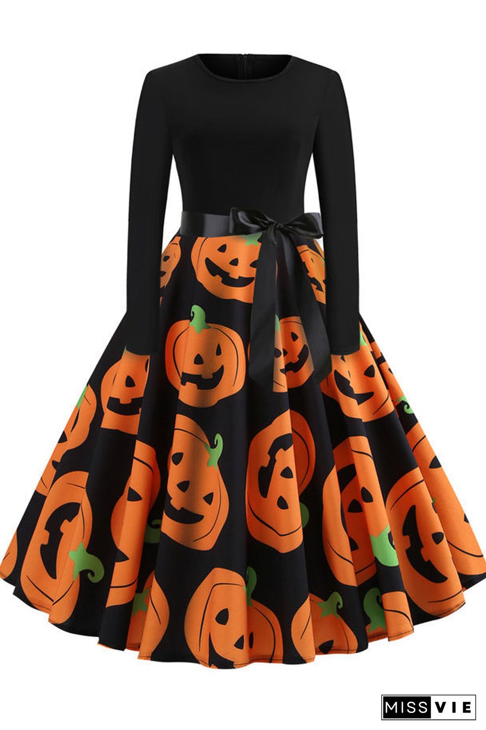 Halloween Printed Belt Vintage Dress