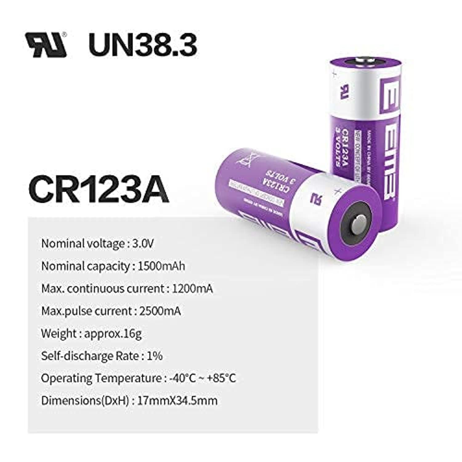 Cr123A Lithium Batteries 3V 1500Mah Cr123 Battery With High Capacity For Flashlight Toys