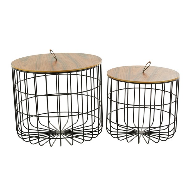 Set Of 2 Metal Storage Baskets Brown Olivia amp May