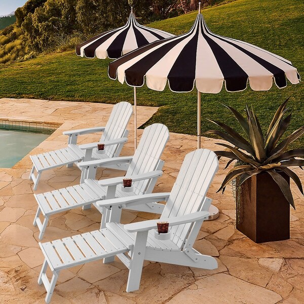 WINSOON Set of 4 Folding Adirondack Chair with 5Gear Adjustable Backrest and Retractable Ottoman