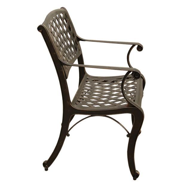 Modern Outdoor Mesh Lattice Aluminum Dining Chair Bronze Oakland Living