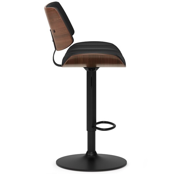 WYNDENHALL Annie Mid Century Modern Adjustable Bar Stool in Black Faux Leather - 20.5